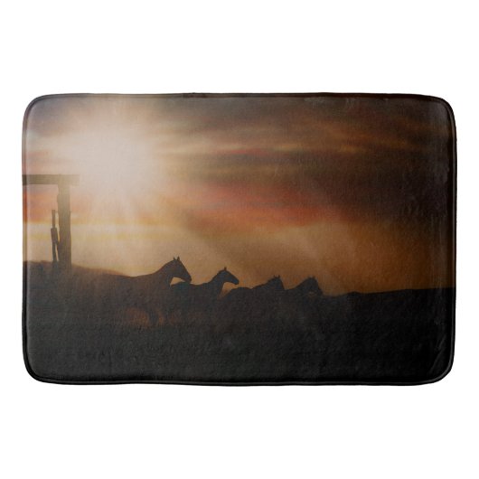 Caballo Sunset Bath Mat Western Horse (Voorkant)