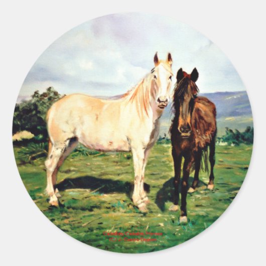 Caballos/Cabalos/Horses Ronde Sticker (Voorkant)