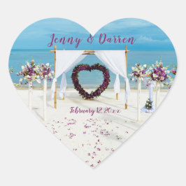 Cabana Beach Destination Wedding Hart Sticker