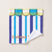 Cabana Beach Yellow Blue Stripes Bad Handdoek (Wasdoekje)
