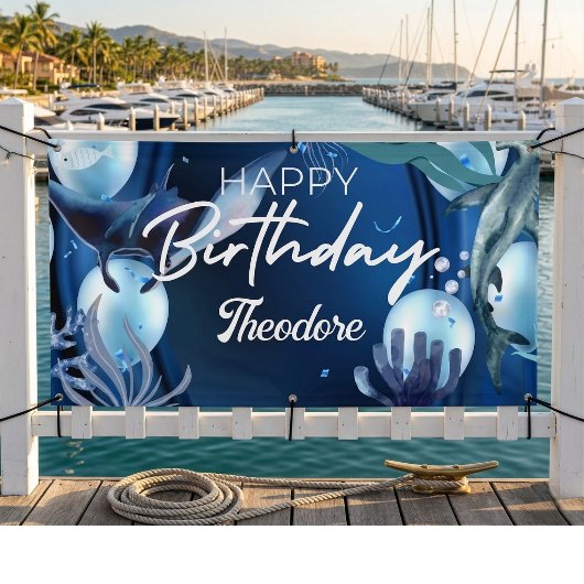 Cabana Blue Anchor Verjaardagsbanner Spandoek