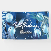 Cabana Blue Anchor Verjaardagsbanner Spandoek (Horizontaal)