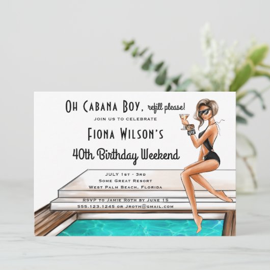 Cabana Boy 40th Birthday Party Weekend Kaart (Staand voorkant)