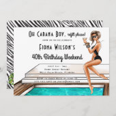 Cabana Boy 40th Birthday Party Weekend Kaart (Voorkant / Achterkant)