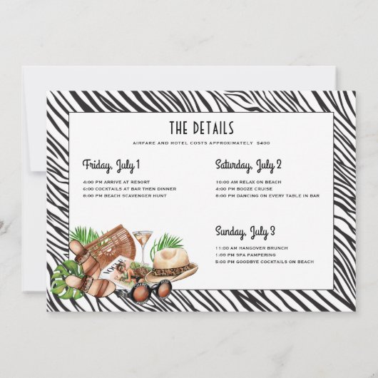 Cabana Boy 40th Birthday Party Weekend Uitnodiging (Achterkant)