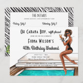 Cabana Boy 40th Birthday Party Weekend Uitnodiging (Voorkant / Achterkant)