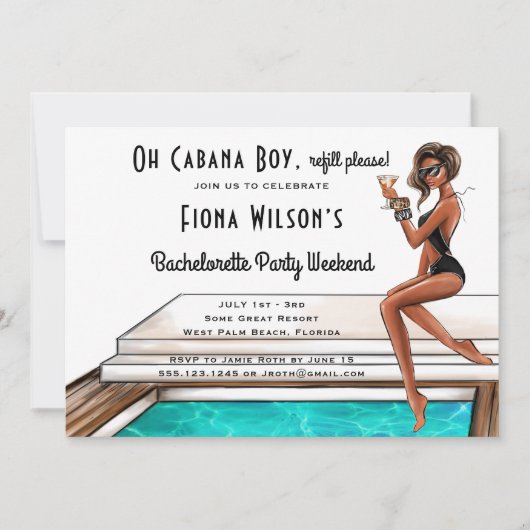 Cabana Boy Bachelorette Party Weekend Uitnodiging (Voorkant)