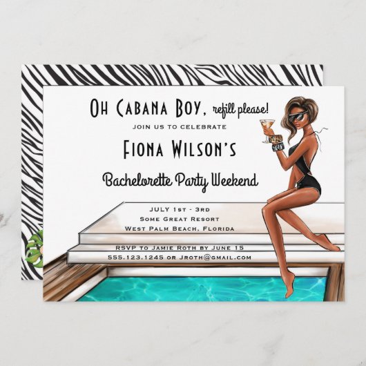 Cabana Boy Bachelorette Party Weekend Uitnodiging (Voorkant / Achterkant)