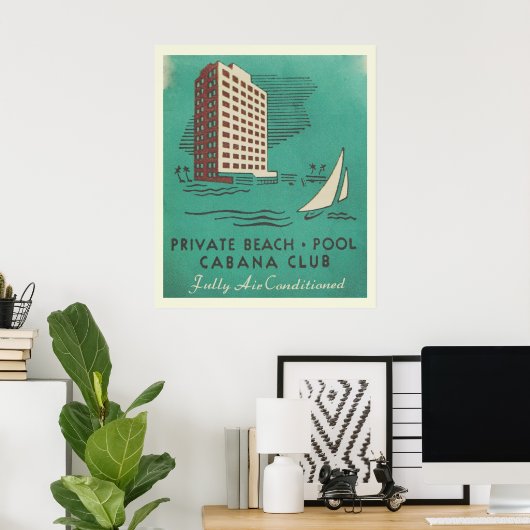  Cabana Club Miami Travel Poster (Thuiskantoor)