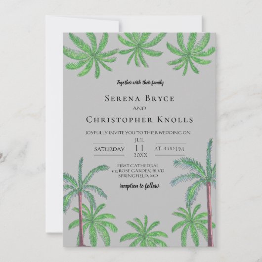 Cabana Coconut Grove Wedding Uitnodiging (Voorkant)