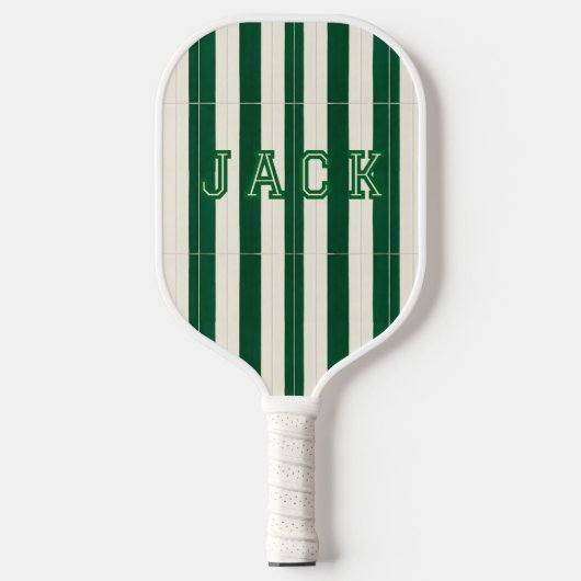 Cabana Groen Streep Monogram Preppy Pickleball Pad Paddle (Voorkant)