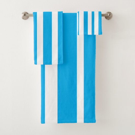 Cabana Hemelblauw Witte Strepen Bad Handdoek (Insitu)