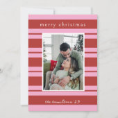 Cabana Pink and red Stripe Preppy Christmas card Kaart (Voorkant)