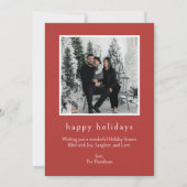 Cabana Pink red Stripe Preppy photo Christmas card Kaart (Achterkant)