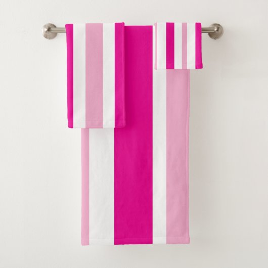 Cabana Pink White Stripes Bad Handdoek (Insitu)