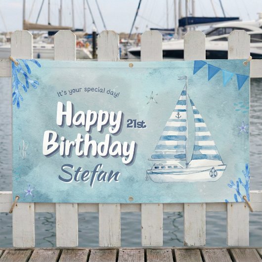 Cabana Sail Nautilus Verjaardagsbanner Spandoek
