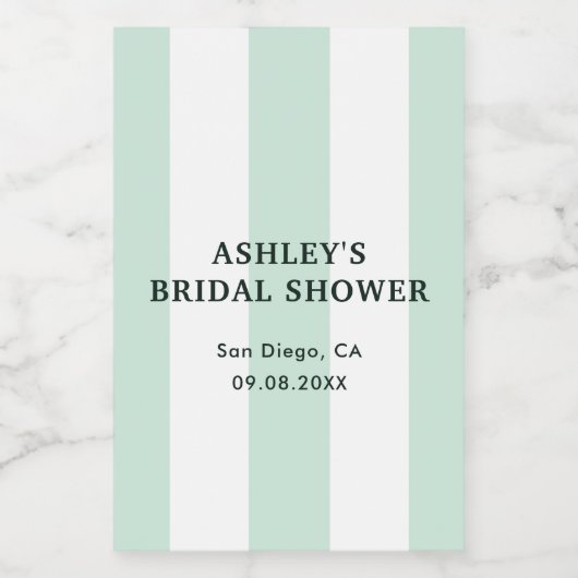 Cabana Streep Zee Groen Bruidsfeest Wijn Etiket (Enkel label)