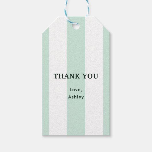 Cabana Streep Zeegroen Bruidsdouche Cadeaulabel (Voorkant)