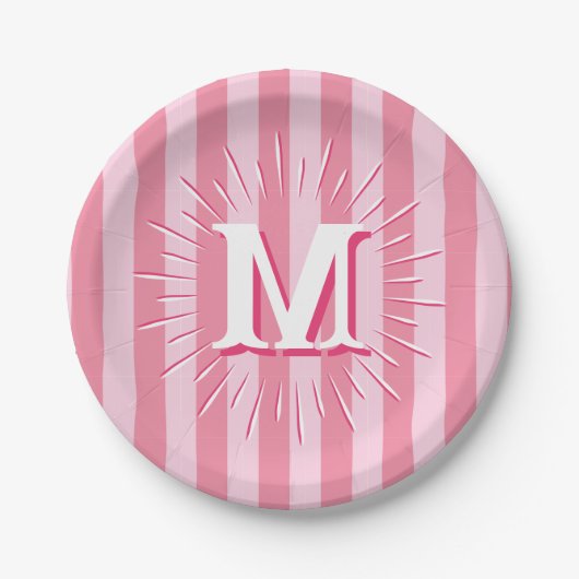 Cabana Strepen in Roze Persoonlijk Papieren Bordje (Voorkant)