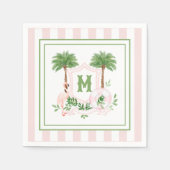 Cabana Strepen Palm Beach Monogram Crest Omheining Servet (Voorkant)