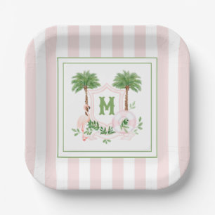 Cabana Strepen Palm Beach Monogram Crestomhulling Papieren Bordje