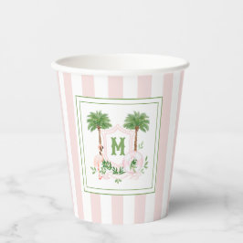 Cabana Strepen Palm Beach Monogram Top Omheining Papieren Bekers