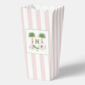Cabana Strepen Palm Beach Monogram Wapenschild Bedankdoosjes (Voorkant)