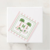 Cabana Strepen Palm Beach Monogram Wapenschild Bedankjes Labels (In situ)