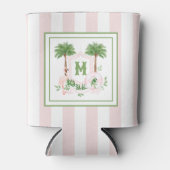 Cabana Strepen Palm Beach Monogram Wapenschild Blikjeskoeler (Voorkant)