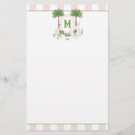 Cabana Strepen Palm Beach Monogram Wapenschild Briefpapier