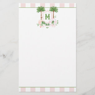 Cabana Strepen Palm Beach Monogram Wapenschild Briefpapier