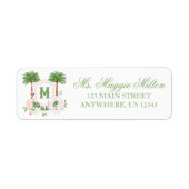 Cabana Strepen Palm Beach Monogram Wapenschild Etiket (Voorkant)