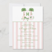 Cabana Strepen Palm Beach Monogram Wapenschild Kaart (Voorkant)