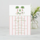 Cabana Strepen Palm Beach Monogram Wapenschild Kaart (Staand voorkant)