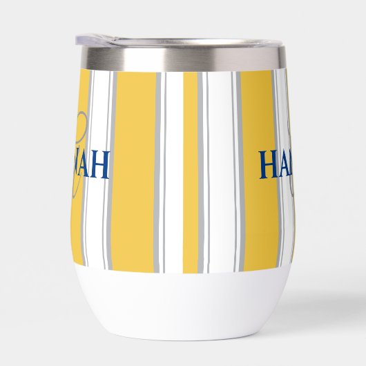 Cabana Stripe Monogram in Geel (Rechts)