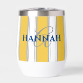 Cabana Stripe Monogram in Geel (Voorkant)