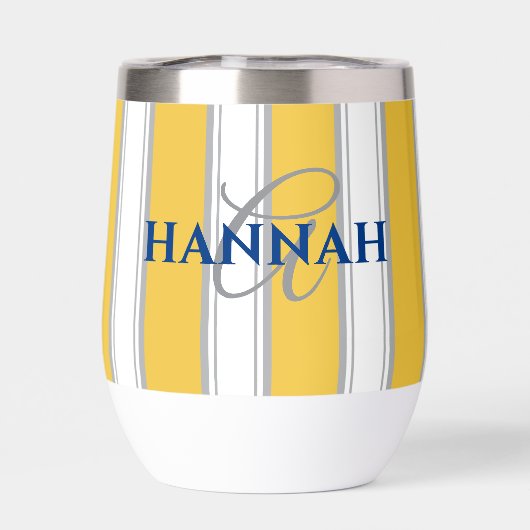 Cabana Stripe Monogram in Geel (Achterkant)