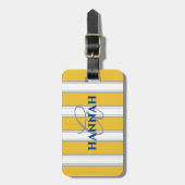 Cabana Stripe-monogram in geel Bagagelabel (Voorkant verticaal)