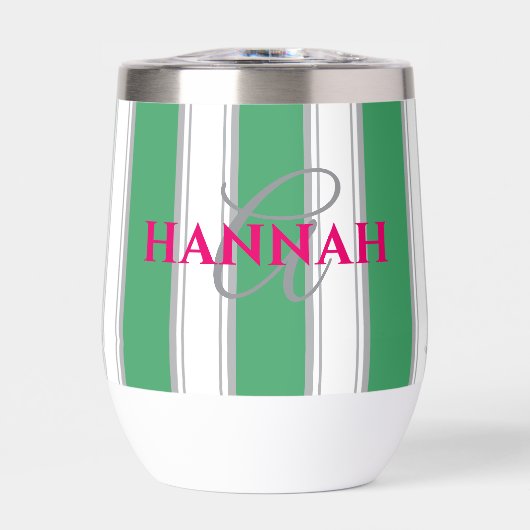 Cabana Stripe Monogram in Groen (Voorkant)