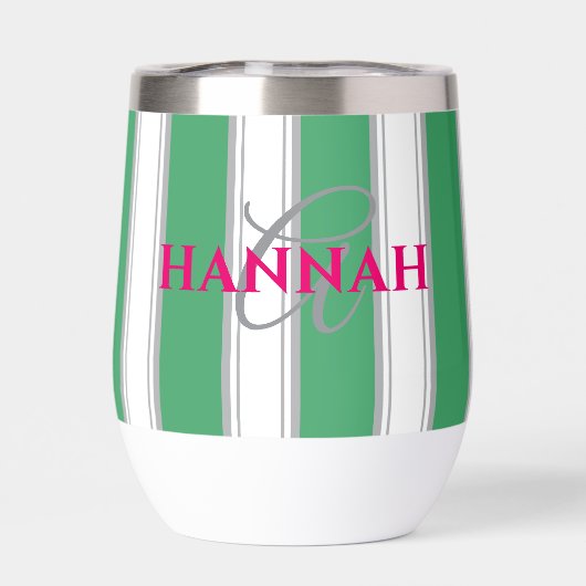 Cabana Stripe Monogram in Groen (Achterkant)