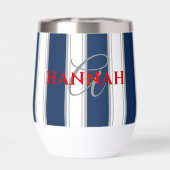 Cabana Stripe Monogram in marineblauw (Achterkant)