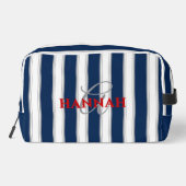 Cabana Stripe Monogram in marineblauw Toilettasje (Achterkant)