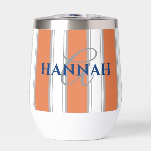 Cabana Stripe Monogram in Sinaasappel (Voorkant)