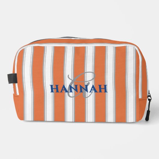 Cabana Stripe Monogram in Sinaasappel Toilettasje (Voorkant)