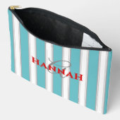 Cabana Stripe Monogram in Turquoise Blauw Etui (Open)