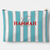 Cabana Stripe Monogram in Turquoise Blauw Etui (Achterkant)