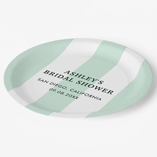 Cabana Stripe Zee Groen Vrijgezellenfeest Papieren Bordje (Gekanteld)