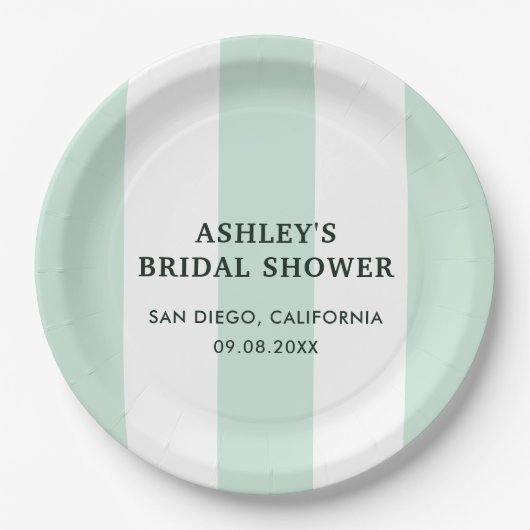 Cabana Stripe Zee Groen Vrijgezellenfeest Papieren Bordje (Voorkant)