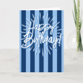 Cabana Stripes "Happy Birthday" barst in het blauw Kaart (Voorkant)