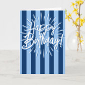 Cabana Stripes "Happy Birthday" barst in het blauw Kaart (Gele Bloem)